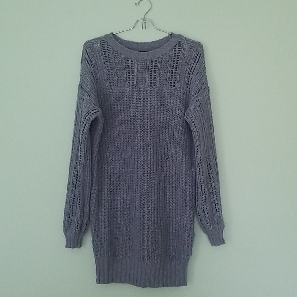 AE mix stitch balloon sleeve sweater dress